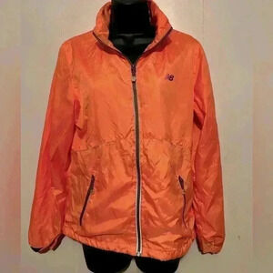 M/W Sz Small New Balance Coral/Salmon Windbreaker Jacket Hidden Hood Lightweight